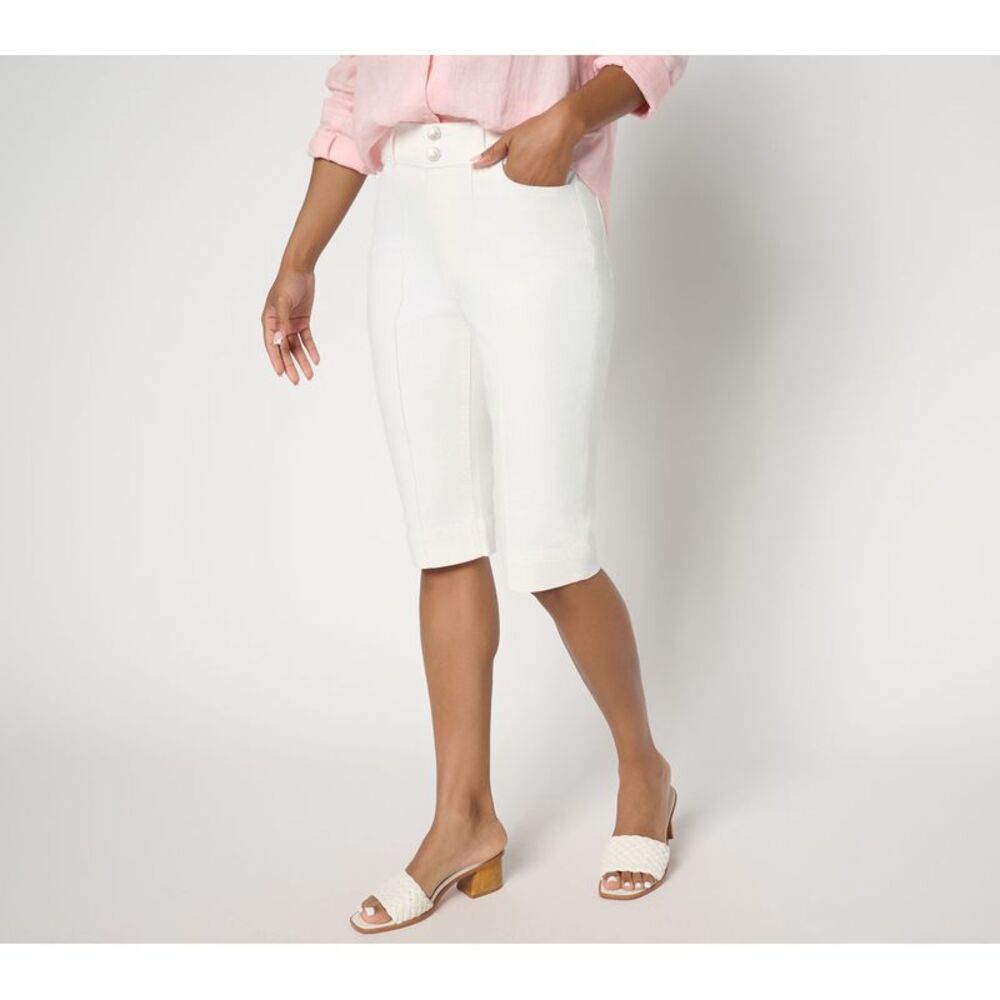 Truth + Style Women's Petite Pants 20P Denim & Co. Color Classic White